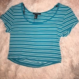 Blue and White striped crop top from Forever 21